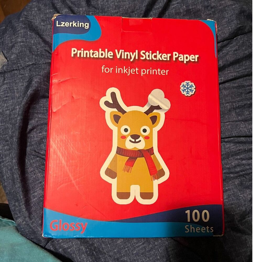 Lzerking Printable Vinyl Glossy Sticker Paper for Inkjet Printer 100 Sheets